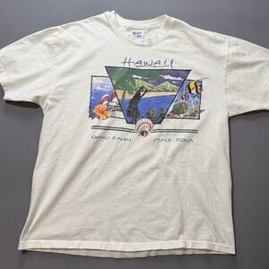Vintage 90s Hawaii Islands‎ Graphic Tee Hanes Heavyweight XL – D. Kellarney Art